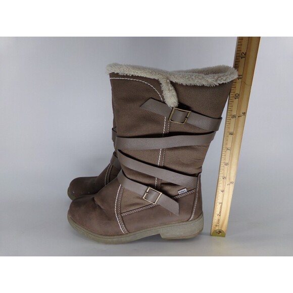 Totes  Diedre  Winter Boots Brown Quilted Faux Leather Faux Fur Lined Size 9 - Picture 5 of 8